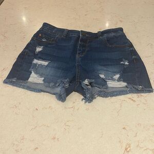 ENJEAN denim distressed frayed shorts SZ small